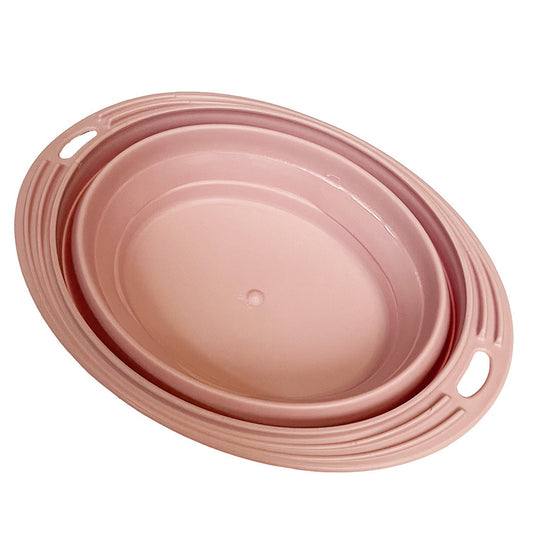 Collapsable Oval Travel Pet Bowl Blush