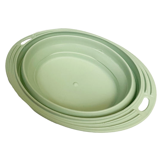 Collapsable Oval Travel Pet Bowl Sage