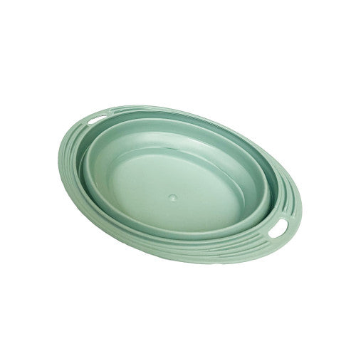 Collapsable Oval Travel Pet Bowl Light Blue