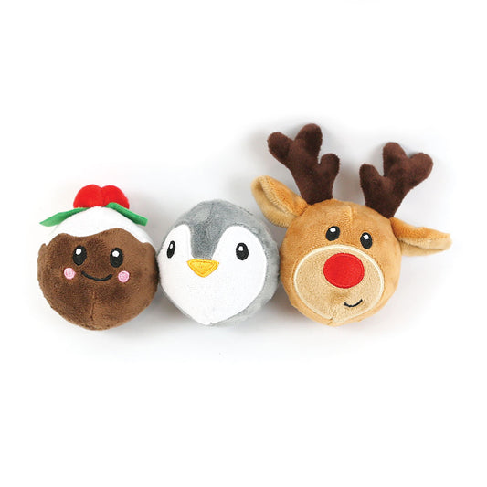 Festive Characters Covered Tennis Balls Tough Dog Toy