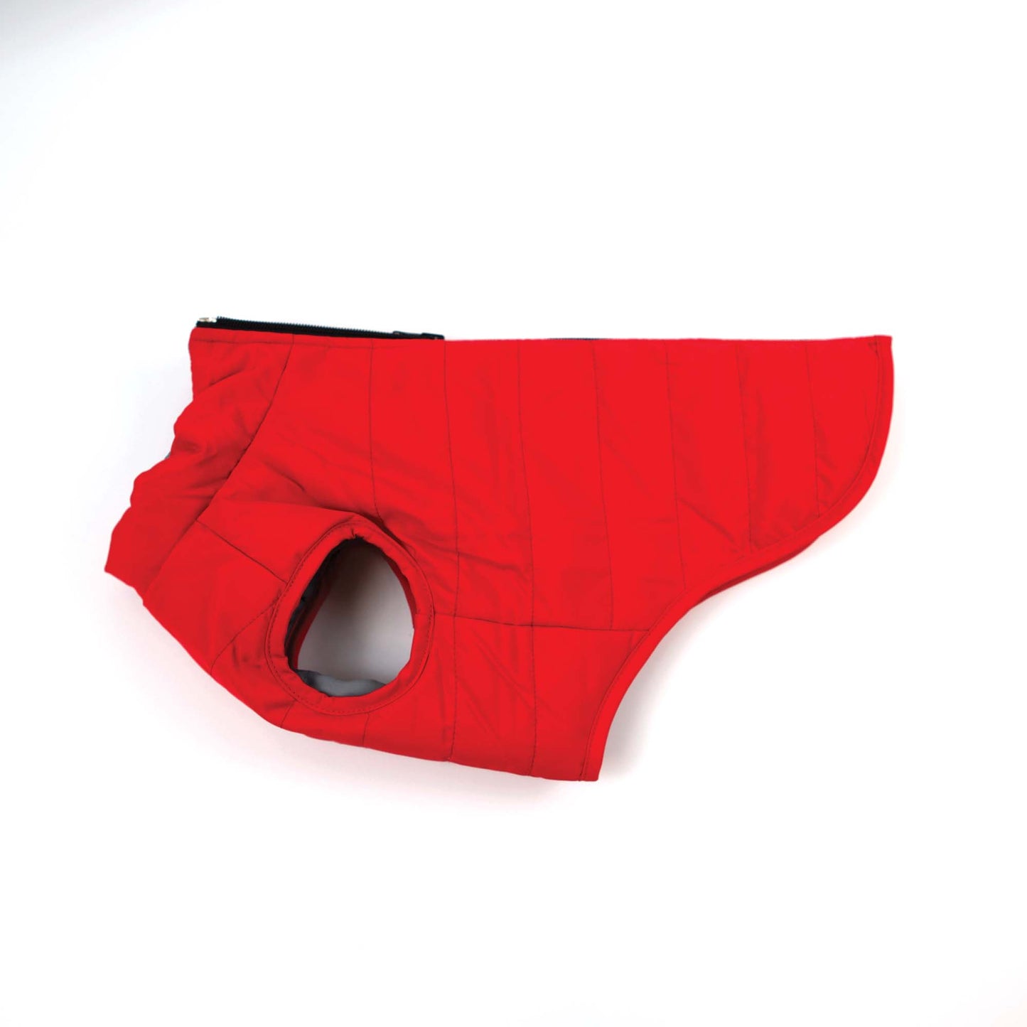 Reversible Puffer Dog Coat - Red / Grey