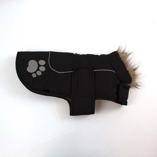 Paw Print Dog Jacket Black