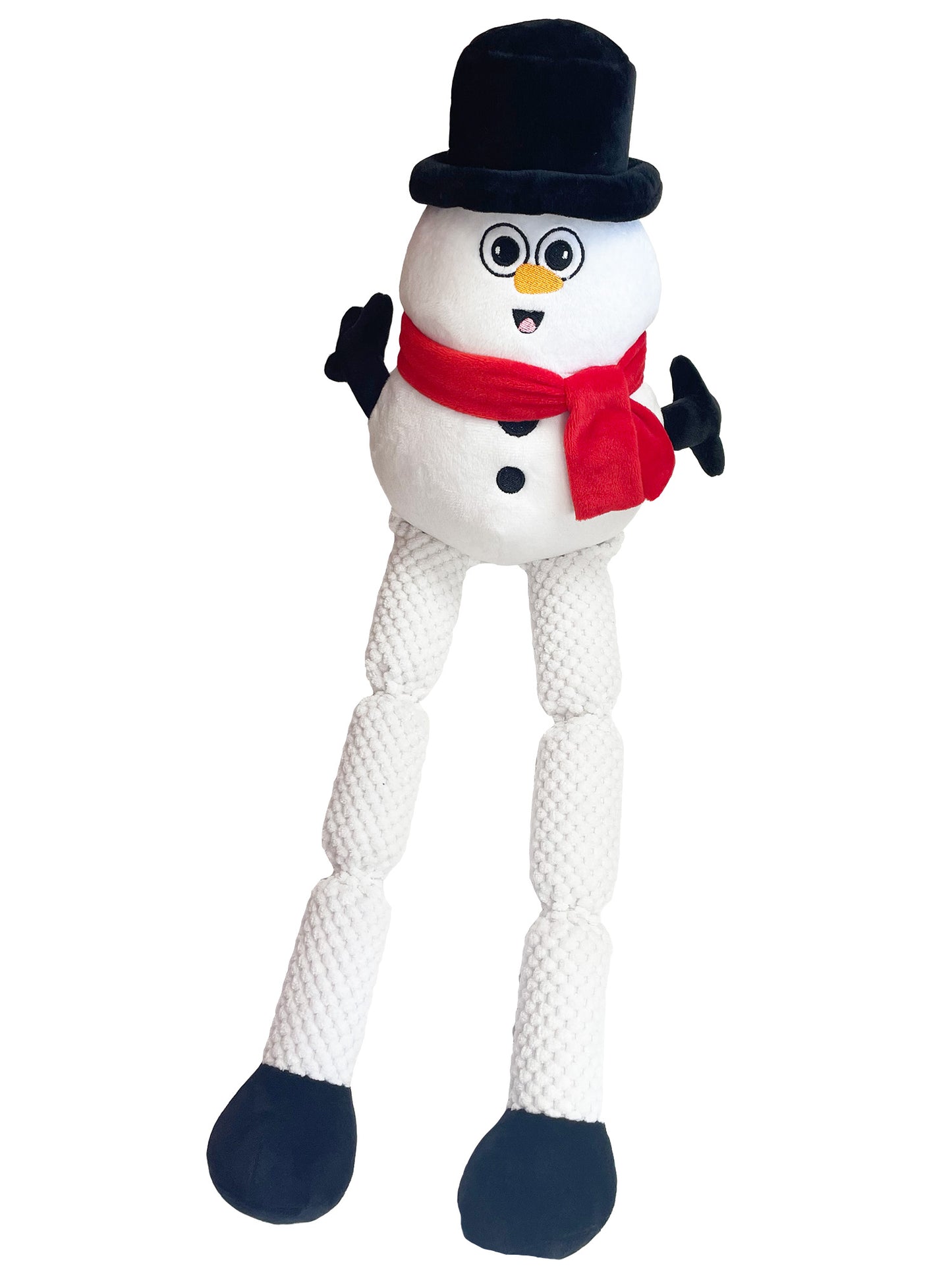 Happy Pet Squeaky Long Legs Snowman Dog Toy