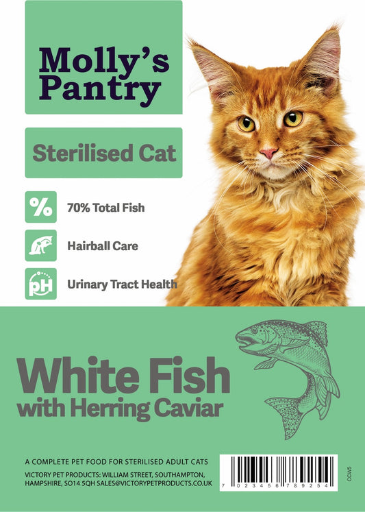 Molly's Pantry Sterilised Adult Cat Food White Fish with Herring Caviar